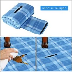 BAMNY Couverture Tapis De Pique-Nique, Imperméable Pliable Couverture Composée De Trois Couches Et Avec Poignée, Grand Tapis De Plage, Pour Camping, Voyage, Plage, Jardin Nappe, (200 X 300 Cm,Bleu) -Plaid et couverture Soldes 42734202 2