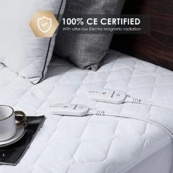 PEDY Chauffe Matelasn Électrique 203X165,Matelas Étanche, Surmatelas Chauffant 2 Places,Télécommande Double,3 Température,Protection Contre La Surchauffe,Arrêt Automatique,Lavable En Machine, Blanc -Plaid et couverture Soldes 42827237 3
