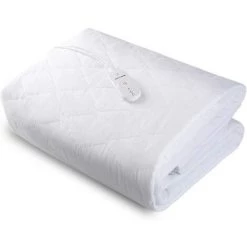 BAMNY Chauffe Matelasn électrique 187X90cm, Matelas étanche, Surmatelas Chauffant 1 Place, 3 Niveaux De Température, Protection Contre La Surchauffe, Arrêt Automatique, Lavable En Machine, Blanc