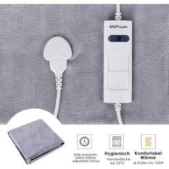 BAMNY Couverture Chauffante électrique 180X130cm,Ultra Douce Et Confortable Couverture,Réchauffement De La Minuterie,avec 6 Niveaux De Température,Protection Contre La Surchauffe,Nettoyable，bleu Marine -Plaid et couverture Soldes 42925371 3