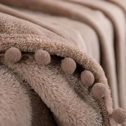 BARES Couverture En Flanelle Avec Couverture Douce à Franges à Pompons Pour Lit, Canapé, Toutes Saisons (51,2 X 59 Pouces, -Plaid et couverture Soldes 42946137 5