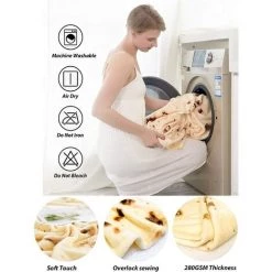 BARES Burrito Couverture 150cm Double Face Tortilla, Géant Ronde Nouveauté Taco Wrap Plaids Chauds Doux Confort Flanel Réaliste Nourriture En Peluche Serviette Cadeaux Créatifs Pour Famille -Plaid et couverture Soldes 42948390 4