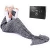 BARES Queue De Sirene Couverture Idée Cadeau - Filles Femme Couverture Sirene Pour Canapé De Salon Et Idées Cadeaux Pour D'anniversaire Noël (S-Gris, Adulte) -Plaid et couverture Soldes 42948401 1