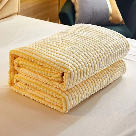 BARES Couverture Extra-Douce,Microfibre De Flanelle Super Doux Chaud – Léger – Ne Peluche Pas,Plaid Couverture Polaire Pour Canapé, Lit, Déplacements, Voyages, Adultes (Jaune Et Blanc, 120x200cm) 6 BARES Couverture Extra-Douce,Microfibre De Flanelle Super Doux Chaud – Léger – Ne Peluche Pas,Plaid Couverture Polaire Pour Canapé, Lit, Déplacements, Voyages, Adultes (Jaune Et Blanc, 120x200cm) – Image 4