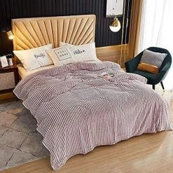 BARES Couverture Extra-Douce,Microfibre De Flanelle Super Doux Chaud – Léger – Ne Peluche Pas,Plaid Couverture Polaire Pour Canapé, Lit, Déplacements, Voyages, Adultes (Rose Et Blanc, 120x200cm)