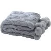 BARES Plaid Couverture Tricot En Chenille Avec Les Pompons - Couverture De Lit Douce Et Chaude Jeté De Canapé (130 X 160cm)-Gris -Plaid et couverture Soldes 42948450 1