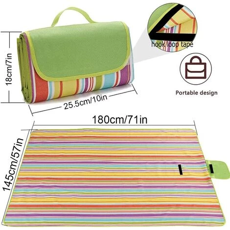 BARES Tapis De Plage Couverture De Pique-Nique, 145X 180 CM Grand Imperméable Couverture Picnic Avec Poignée,Couverture De Plage Pour Camping, Randonnée Et Jardin 5 BARES Tapis De Plage Couverture De Pique-Nique, 145X 180 CM Grand Imperméable Couverture Picnic Avec Poignée,Couverture De Plage Pour Camping, Randonnée Et Jardin – Image 3