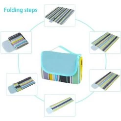 BARES Couverture De Pique-Nique Imperméable, Pliable Camping Picnic 200x146 CM Pour Le Jardin Le Camping Et La Plage Etc Tapis De Sol Isolant Extér -Plaid et couverture Soldes 42948462 4