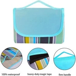 BARES Couverture De Pique-Nique Imperméable, Pliable Camping Picnic 200x146 CM Pour Le Jardin Le Camping Et La Plage Etc Tapis De Sol Isolant Extér -Plaid et couverture Soldes 42948462 5