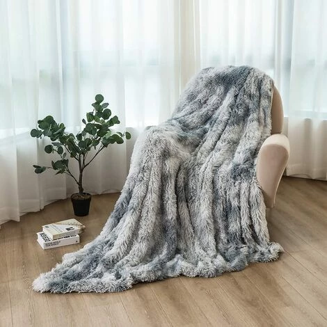 BARES Couverture, Couverture En Fausse Fourrure Moelleuse 160x200cm, Plaid Polaire Gris, Couvre Lit, Plaid Doux, Couverture Canape 3 BARES Couverture, Couverture En Fausse Fourrure Moelleuse 160x200cm, Plaid Polaire Gris, Couvre Lit, Plaid Doux, Couverture Canape