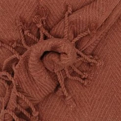 RIDEAUDISCOUNT Fouta, Jeté De Lit, Plaid 100% Coton 120 X 160 Cm Avec Franges Torsadées Jacquard Motif Chevrons Ton Sur Ton Rouge Terracotta - Rouge 8 RIDEAUDISCOUNT Fouta, Jeté De Lit, Plaid 100% Coton 120 X 160 Cm Avec Franges Torsadées Jacquard Motif Chevrons Ton Sur Ton Rouge Terracotta - Rouge -Plaid et couverture Soldes 43067080 2