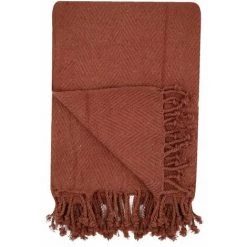 RIDEAUDISCOUNT Fouta, Jeté De Lit, Plaid 100% Coton 120 X 160 Cm Avec Franges Torsadées Jacquard Motif Chevrons Ton Sur Ton Rouge Terracotta - Rouge 11 RIDEAUDISCOUNT Fouta, Jeté De Lit, Plaid 100% Coton 120 X 160 Cm Avec Franges Torsadées Jacquard Motif Chevrons Ton Sur Ton Rouge Terracotta - Rouge -Plaid et couverture Soldes 43067080 5