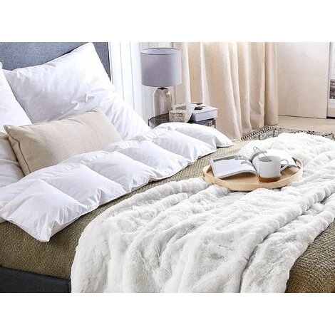 BELIANI Couverture En Polyester Blanc 220x200cm - Blanc 4 BELIANI Couverture En Polyester Blanc 220x200cm - Blanc – Image 2