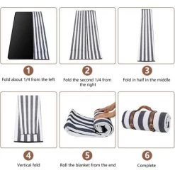 BRIDAY Picknickdecke 200 X 200CM Stranddecke Tragbar PEVA Wasserdicht Campingdecke Wärmeisoliert Strandmatte Für Den Außenbereich Picknicks Camping Strand (Blaue-Weiße-Streifen) -Plaid et couverture Soldes 43148087 3
