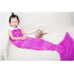 BRIDAY Couverture De Queue De Sirène Crochet Couverture De Sirène Pour Enfant Couvertures De Sirène Coup De Pied En Cachemire Couverture En Tricot Couette Couverture De Climatisation -Plaid et couverture Soldes 43148759 4