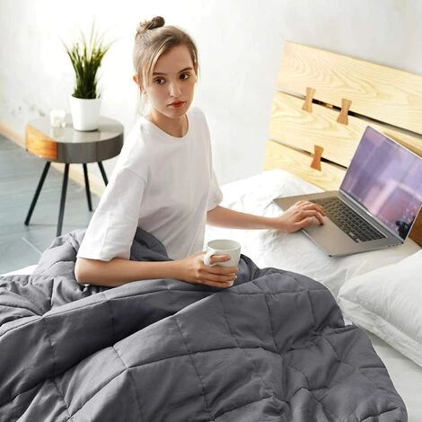 BRIDAY Couverture Lestée Adulte Queen Size 18lbs 60''x80'' Matériau 100% Coton Naturel Certifié (respirant Et Doux) Avec Couverture Lestée En Perles De Verre 4 BRIDAY Couverture Lestée Adulte Queen Size 18lbs 60''x80'' Matériau 100% Coton Naturel Certifié (respirant Et Doux) Avec Couverture Lestée En Perles De Verre – Image 2