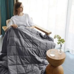 BRIDAY Couverture Lestée Adulte Queen Size 18lbs 60''x80'' Matériau 100% Coton Naturel Certifié (respirant Et Doux) Avec Couverture Lestée En Perles De Verre 9 BRIDAY Couverture Lestée Adulte Queen Size 18lbs 60''x80'' Matériau 100% Coton Naturel Certifié (respirant Et Doux) Avec Couverture Lestée En Perles De Verre -Plaid et couverture Soldes 43149368 3