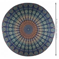 BRIDAY Tapisserie Ronde - Hippie Boho Home Decor Nappe En Coton Pique-nique Camping Beach Throw Roundie Serviette - Bleu - 72 Pouces -Plaid et couverture Soldes 43149395 2