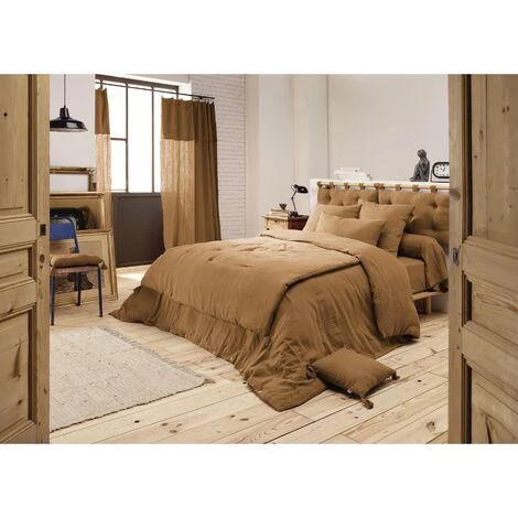 L'EFFET PAPILLON Bout De Lit Double Gaze De Coton Luxe 90 X 200 Cm Gaia Camel - Marron 4 L'EFFET PAPILLON Bout De Lit Double Gaze De Coton Luxe 90 X 200 Cm Gaia Camel - Marron – Image 2
