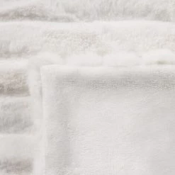 BELIANI Couverture En Polyester Blanc 220x180cm - Blanc -Plaid et couverture Soldes 43541891 5