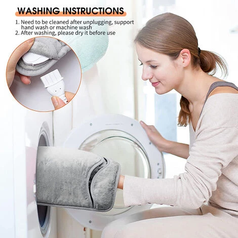 HAPPYSHOPPING Chauffe-pieds Chauffants Electriques Coussin Chauffant Electrique Lavable 6 Reglages De Chauffage Couverture Electrique Confortable Pour Pieds, Mains, Bureau A Domicile, Modele : Gris EU Plug - Modele: Prise EU Grise 7 HAPPYSHOPPING Chauffe-pieds Chauffants Electriques Coussin Chauffant Electrique Lavable 6 Reglages De Chauffage Couverture Electrique Confortable Pour Pieds, Mains, Bureau A Domicile, Modele : Gris EU Plug - Modele: Prise EU Grise – Image 5