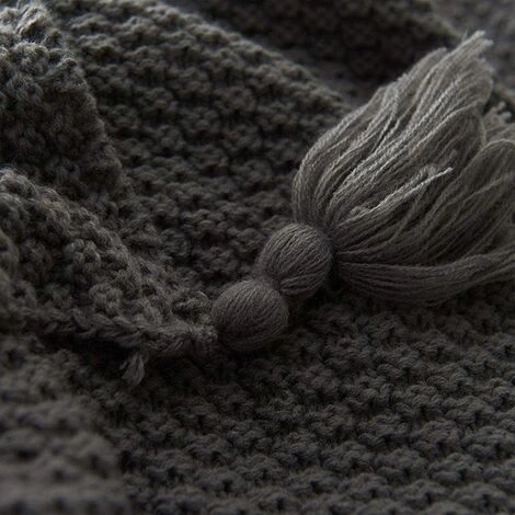 BEARSU Couverture En Tricot Plaids Canapé Couvre-lit Tapis De Table Jetés De Lit Nordique Chaud Doux Avec Frange Faite à La Main Pour Plage Pique-Nique Toutes Saisons (Gris, 70 X 100 Cm) 5 BEARSU Couverture En Tricot Plaids Canapé Couvre-lit Tapis De Table Jetés De Lit Nordique Chaud Doux Avec Frange Faite à La Main Pour Plage Pique-Nique Toutes Saisons (Gris, 70 X 100 Cm) – Image 3