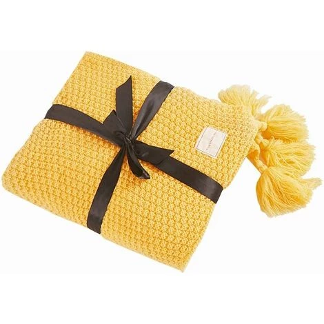 BEARSU Couverture En Tricot Plaids Canapé Couvre-lit Tapis De Table Jetés De Lit Nordique Chaud Doux Avec Frange Faite à La Main Pour Plage Pique-Nique Toutes Saisons (Jaune, 70 X 100 Cm) 3 BEARSU Couverture En Tricot Plaids Canapé Couvre-lit Tapis De Table Jetés De Lit Nordique Chaud Doux Avec Frange Faite à La Main Pour Plage Pique-Nique Toutes Saisons (Jaune, 70 X 100 Cm)