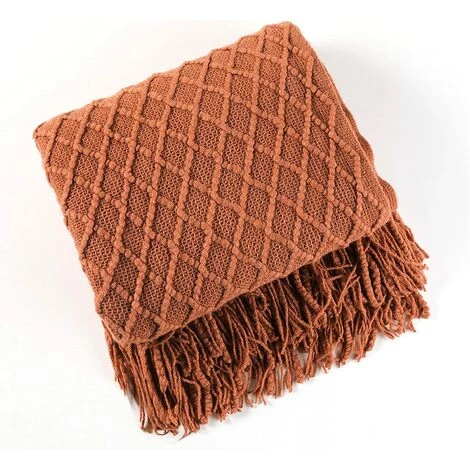 BEARSU Couvre-lit Tricoté Boho - Couverture Ultra Douce - Couverture De Voyage - Couverture Douillette Pour Canapé, Fauteuil, Canapé, Caramel 4 BEARSU Couvre-lit Tricoté Boho - Couverture Ultra Douce - Couverture De Voyage - Couverture Douillette Pour Canapé, Fauteuil, Canapé, Caramel – Image 2