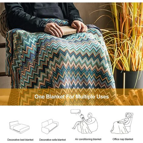 ILOVEMILAN Couvertures Tricotées Couverture à Franges Jeté De Lit à Chevrons Super Doux Couverture Jeté De Lit Adaptées à Votre Maison Chambre à Coucher, Canapé 130 * 200cm (jaune) 7 ILOVEMILAN Couvertures Tricotées Couverture à Franges Jeté De Lit à Chevrons Super Doux Couverture Jeté De Lit Adaptées à Votre Maison Chambre à Coucher, Canapé 130 * 200cm (jaune) – Image 5