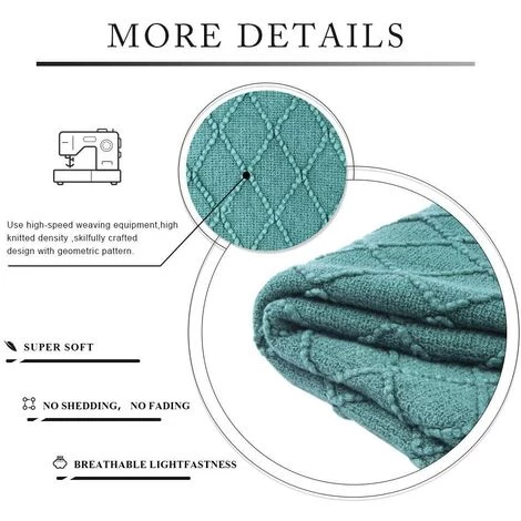 ILOVEMILAN Housse De Canapé Texturée Solide Et Douce, Couverture Décorative Tricotée, Cyan Foncé 127x172cm 6 ILOVEMILAN Housse De Canapé Texturée Solide Et Douce, Couverture Décorative Tricotée, Cyan Foncé 127x172cm – Image 4