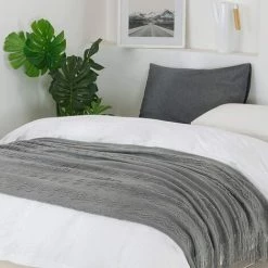 ILOVEMILAN Couverture Tricotée Diamant, Housse De Canapé Solide Doux, Couverture Décorative Tricotée Gris Foncé 127x172 Cm -Plaid et couverture Soldes 44485903 5