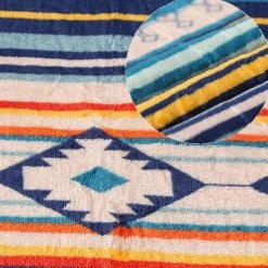 ILOVEMILAN Couverture En Flanelle Motif à Rayures Bleues Couverture En Molleton Sherpa Réversible Doux Et Confortable 127x152 Cm Jetés En Flanelle -Plaid et couverture Soldes 44485906 3