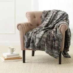 ILOVEMILAN Plaid Fausse Fourrure Couverture Polaire Pv Couverture Polaire En Cristal De Peluche 130 X 160 Cm Gris -Plaid et couverture Soldes 44485911 3