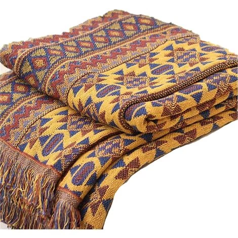 ILOVEMILAN Couverture Bohème Jeter 90 * 180CM Pur Coton Tressé Boho Couvertures Canapé Couvre-lit Patchwork Couverture Tricotée 3 ILOVEMILAN Couverture Bohème Jeter 90 * 180CM Pur Coton Tressé Boho Couvertures Canapé Couvre-lit Patchwork Couverture Tricotée