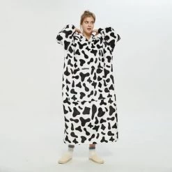 ILOVEMILAN Polaire Poncho Couverture Super Doux Chaud Confortable Portable Grande Couverture Pour Adulte Femmes Hommes Fluffy Throw 200 X 140 Cm Vache -Plaid et couverture Soldes 44485939 3