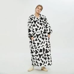 ILOVEMILAN Polaire Poncho Couverture Super Doux Chaud Confortable Portable Grande Couverture Pour Adulte Femmes Hommes Fluffy Throw 200 X 140 Cm Vache -Plaid et couverture Soldes 44485939 5