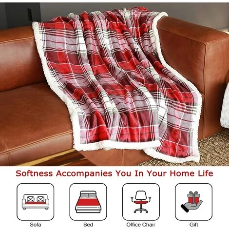 ILOVEMILAN Plaid Tartan Chic Couverture Polaire Confortable Réversible Chaud Super Doux Et Confortable Cadeau Attentionné 150 X 130 Cm (Plaid Rouge) 7 ILOVEMILAN Plaid Tartan Chic Couverture Polaire Confortable Réversible Chaud Super Doux Et Confortable Cadeau Attentionné 150 X 130 Cm (Plaid Rouge) – Image 5