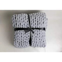 ILOVEMILAN Couverture En Tricot Chenille Chunky Couverture En Tricot Chunky Jeté En Tricot Couverture En Tricot Pour Canapé 120 X 150 Cm (gris Clair) -Plaid et couverture Soldes 44485948 2