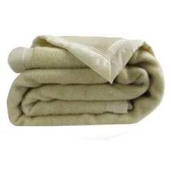 HOMEMAISON Couverture Pure Laine Vierge 600g/m2 Bicolore Ecru 180 X 220 Cm - Ecru