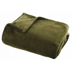 HOMEMAISON Plaid En Flanelle Colorée Vert Kaki 125 X 150 Cm - Vert Kaki