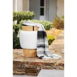 HOMEMAISON Plaid Impression Jet D'encre BLANC/NOIR 127 X 180 Cm - BLANC/NOIR