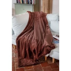 HOMEMAISON Plaid Double Face Fourrure Et Polaire Séquoia 150 X 200 Cm - Séquoia