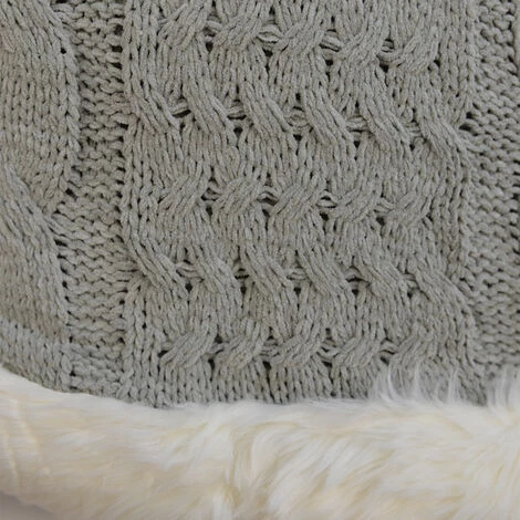 HOMEMAISON Plaid à Torsades Et Fourrure Gris 130 X 170 Cm - Gris 4 HOMEMAISON Plaid à Torsades Et Fourrure Gris 130 X 170 Cm - Gris – Image 2