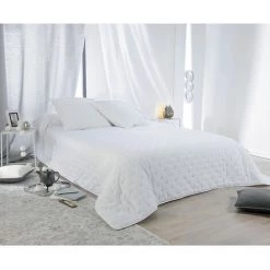 HOMEMAISON Couvre Lit Aspect Matelassé Blanc 180 X 240 Cm - Blanc