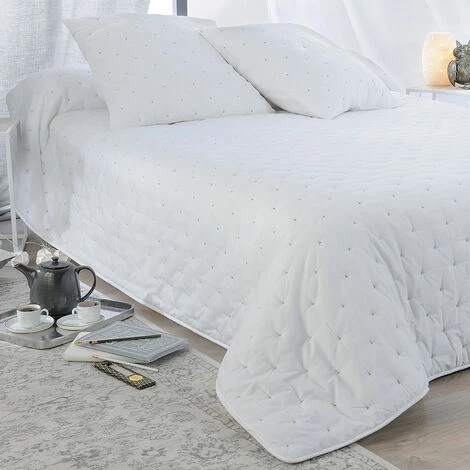 HOMEMAISON Couvre Lit Aspect Matelassé Blanc 180 X 240 Cm - Blanc 4 HOMEMAISON Couvre Lit Aspect Matelassé Blanc 180 X 240 Cm - Blanc – Image 2