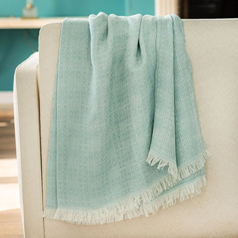 HOMEMAISON Plaid En Lin Et Coton Motif Aztèque Bleu 130 X 170 Cm - Bleu 3 HOMEMAISON Plaid En Lin Et Coton Motif Aztèque Bleu 130 X 170 Cm - Bleu