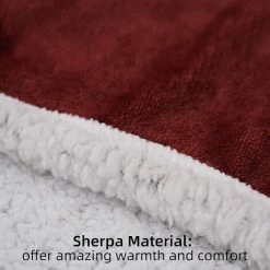ILOVEMILAN Couverture Portable Avec Manches, Couverture Sherpa Douce Et Chaude Pour Femmes Adultes Hommes (vin Rouge) -Plaid et couverture Soldes 44933290 3