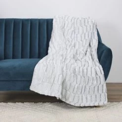 PLAID ET JETE DE LIT PLAID CARREAUX IMITATION FOURRURE XXL 140X200CM -Plaid et couverture Soldes 45202505 3