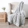 TINOR Couvre-lit Gris Rayé Super Doux Et Chaud En Fausse Fourrure Avec Couverture Arrière Sherpa Blanche, Réversible Double Face En Fausse Fourrure Douce Et Soyeuse Lavable En Machine (50 X 60) -Plaid et couverture Soldes 45300914 1