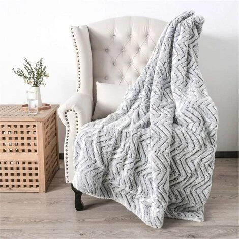 TINOR Couvre-lit Gris Rayé Super Doux Et Chaud En Fausse Fourrure Avec Couverture Arrière Sherpa Blanche, Réversible Double Face En Fausse Fourrure Douce Et Soyeuse Lavable En Machine (50 X 60) 3 TINOR Couvre-lit Gris Rayé Super Doux Et Chaud En Fausse Fourrure Avec Couverture Arrière Sherpa Blanche, Réversible Double Face En Fausse Fourrure Douce Et Soyeuse Lavable En Machine (50 X 60)